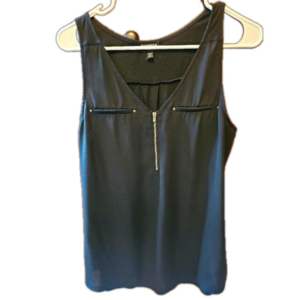 Express black zip front tank top size medium.